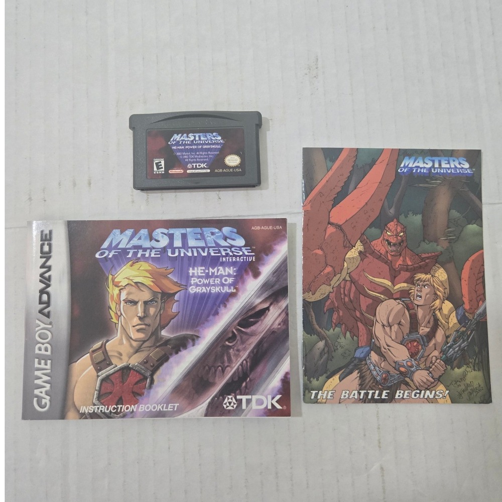 He-Man Power of Grayskull Nintendo Game Boy Advance GBA Cart Manual Comic 2002